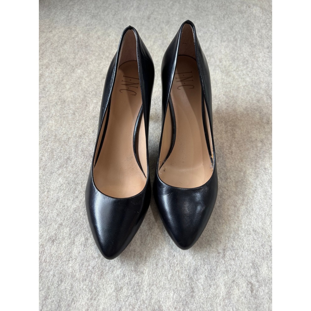 INC International Concepts Womens Black Leather Pointed Toe Stiletto Pumps Heels